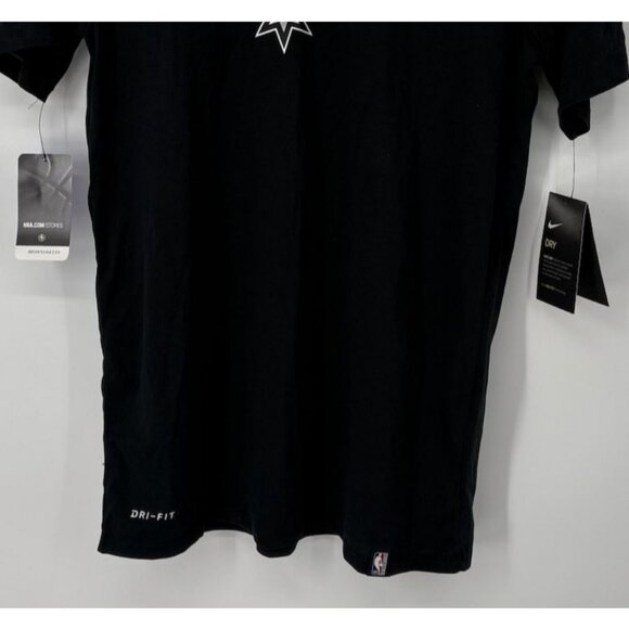 NWT Nike San Antonio Spurs Dri-Fit T-Shirt Men's Large Black Swoosh Logo NBA - Picture 4 of 7